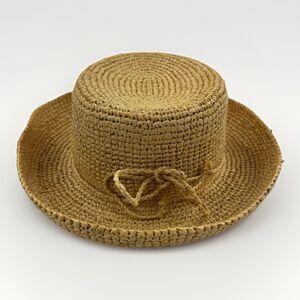 Corroboree Straw Boater Hat Australian Wide Brim Natural Woven Summer Boho